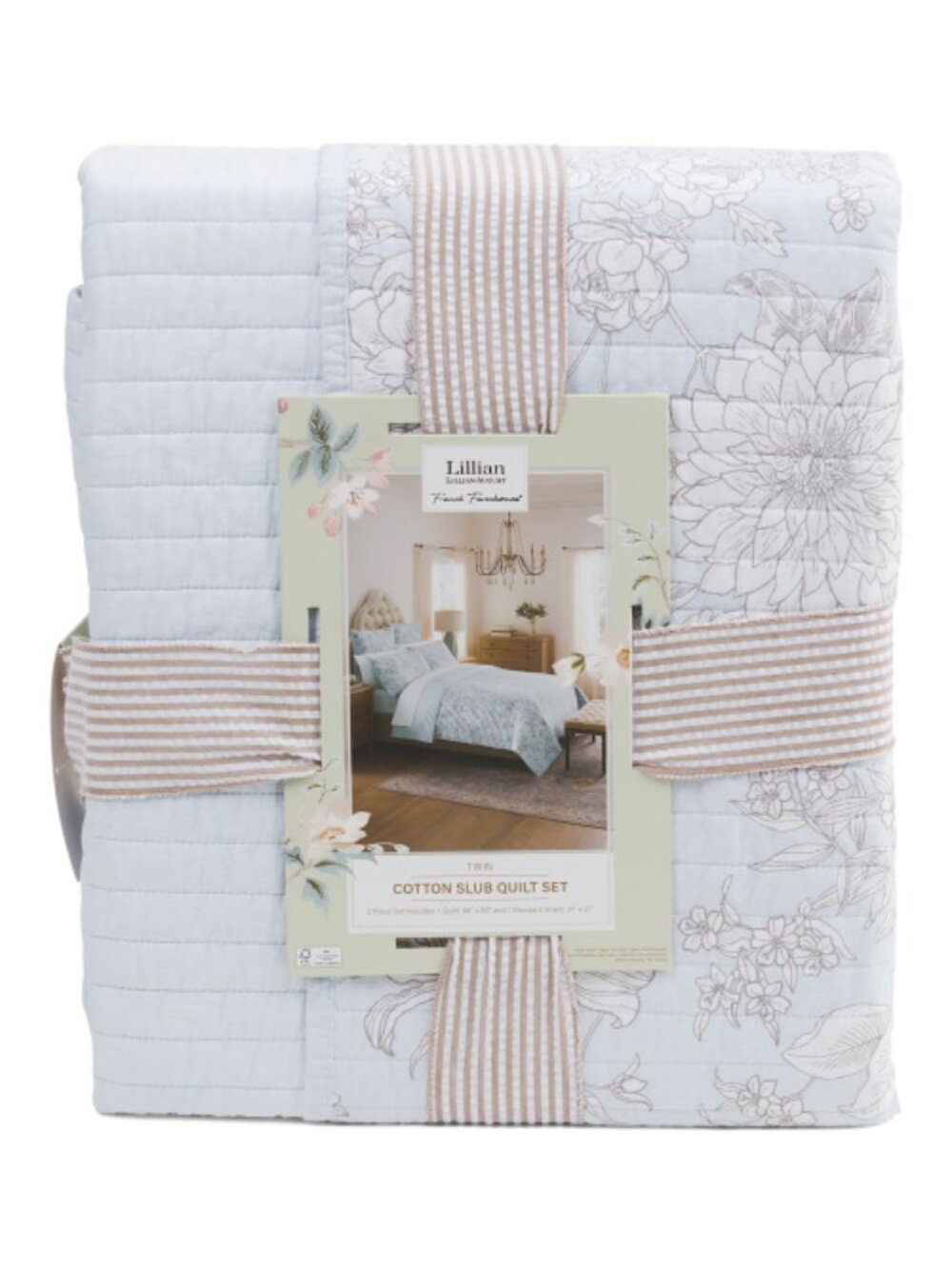 LILLIAN AUGUST FRENCH FARMHOUSE Full/Queen  Cotton Slub Floral Quilt Set